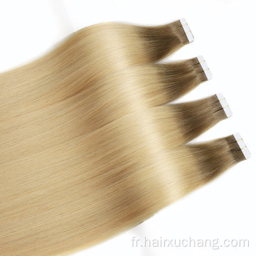 ruban extensions de cheveux Remy Cuticule alignée vierge double dessin 100% extensions de cheveux humains ruban dans le ruban adhésif fournisseur de fournitures